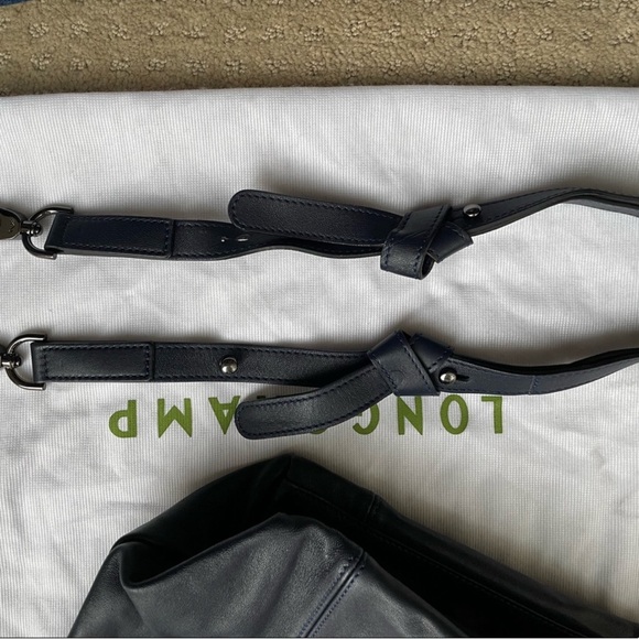 Dark Navy Blue Longchamp Le Pliage cuir - Picture 5 of 12